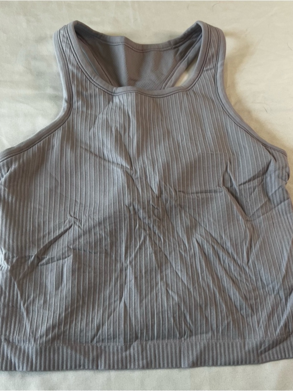 Lululemon Ebb to Street Cropped Tank Lavender Size 6 Ribbed Built In Bra